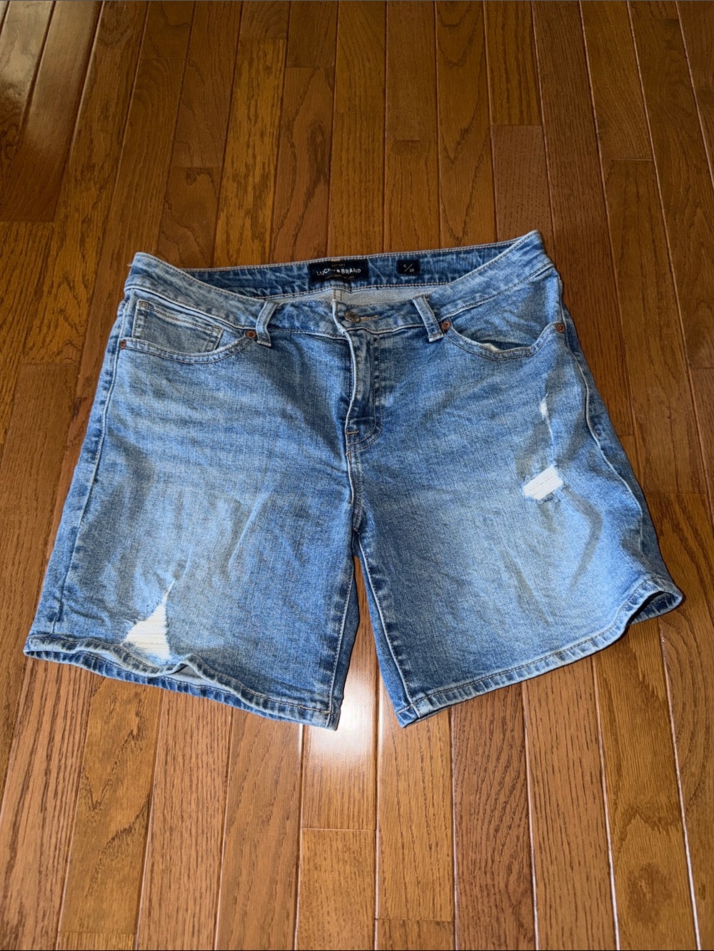 Lucky Brand Washed Blue Distressed Denim Jean Shorts